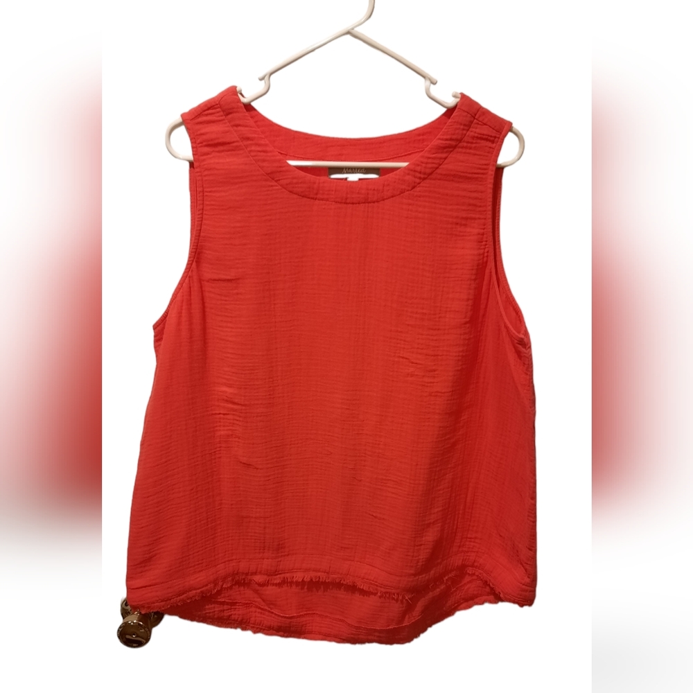 Marled Peach/Pink Sleeveless Cotton Blouse size XL